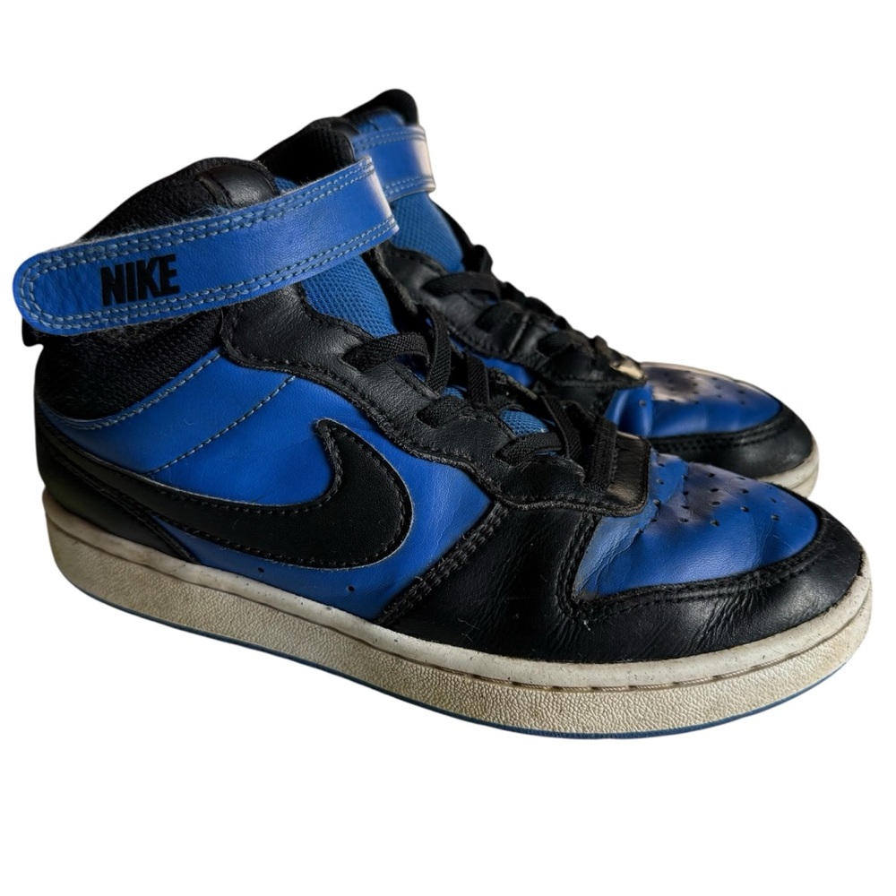 Nike Boys Court Borough Mid 2 Blue Black Basketball Sneaker Sz 3Y